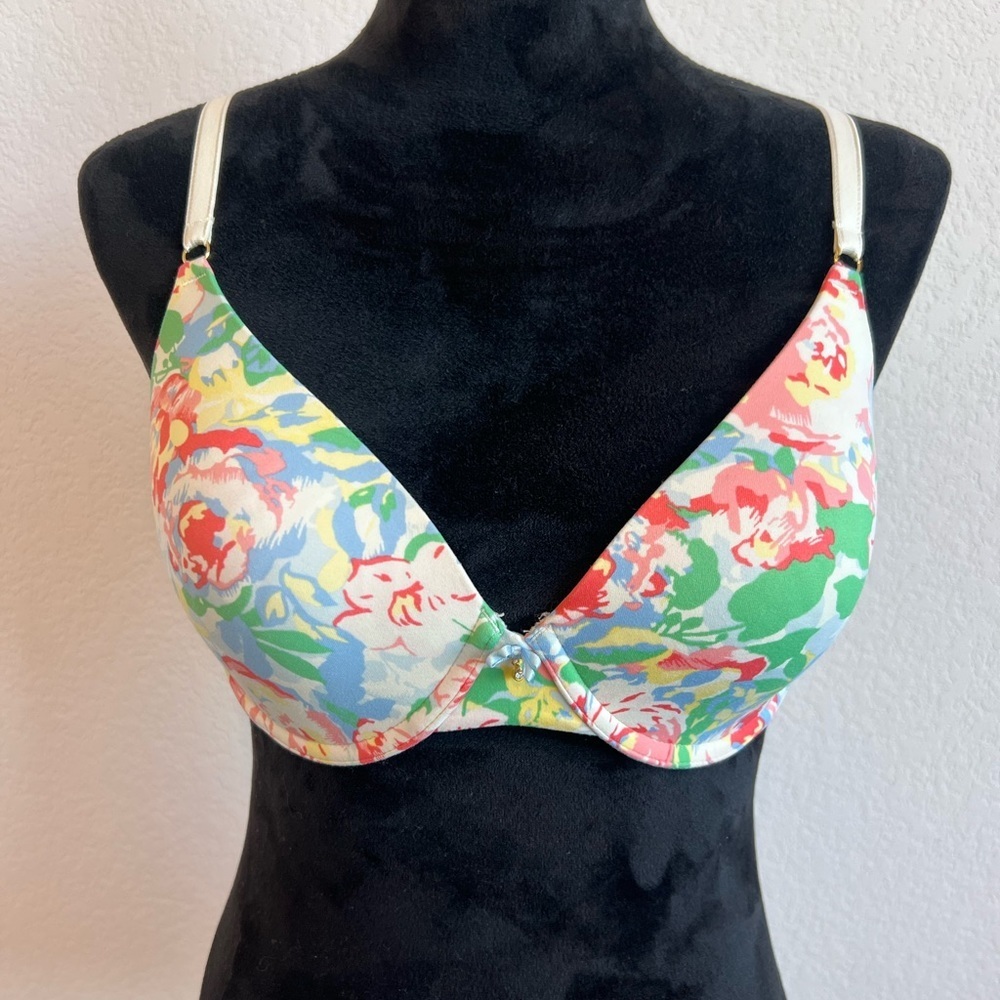 Soma Embraceable Average Coverage watercolor floral pattern Detail Bra Size 34D
